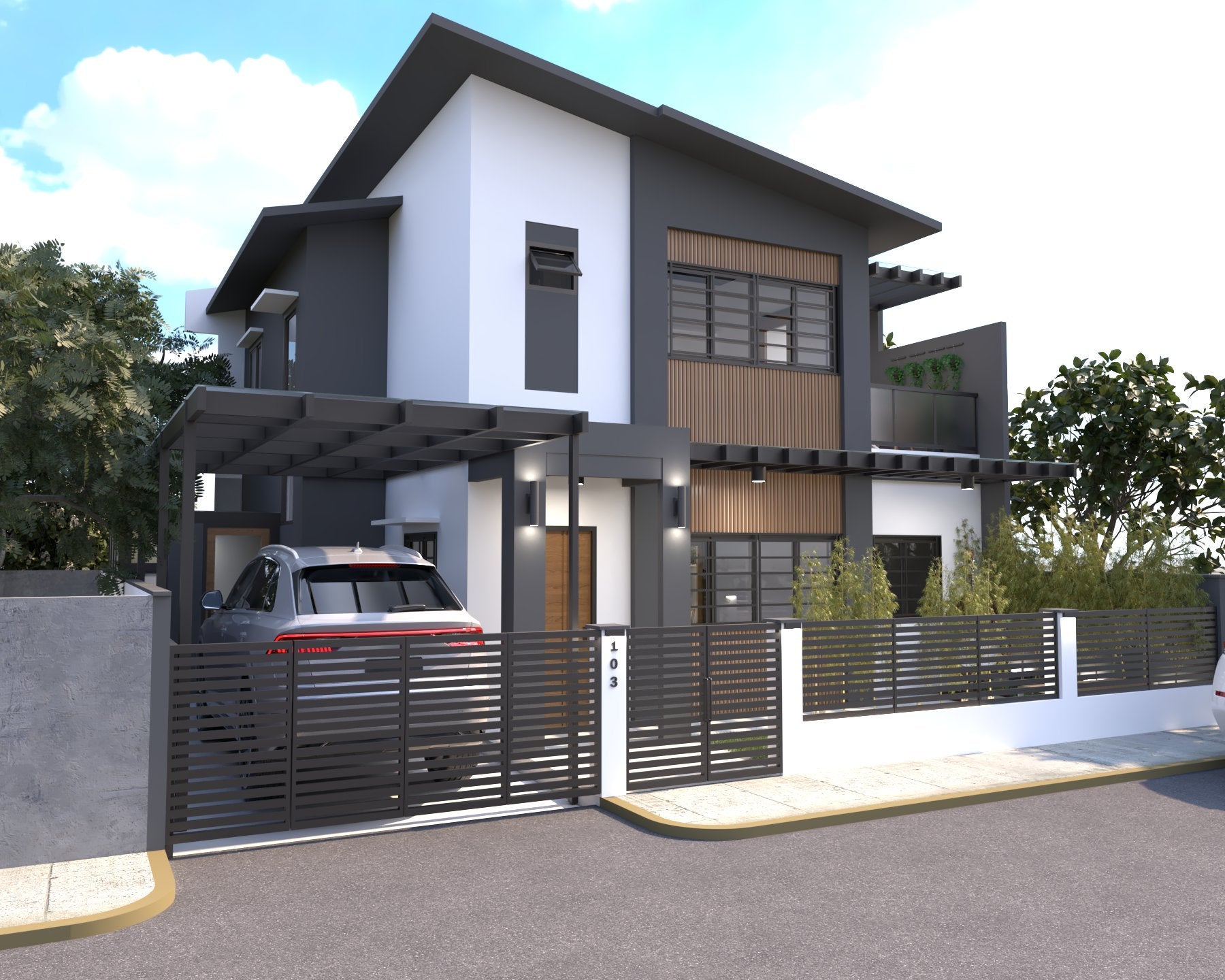 Exterior house renovation in The Tropics 4 by Filinvest Cainta Rizal with black metal fence