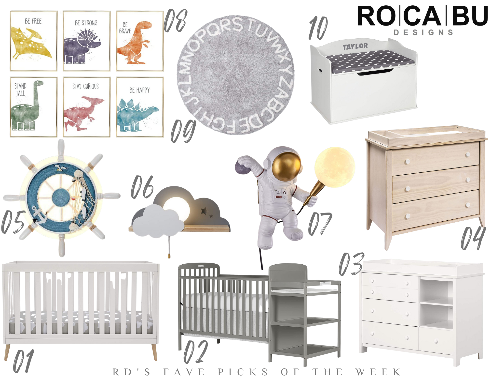 rd's fave picks of the week with different furniture and decors for the nursery room