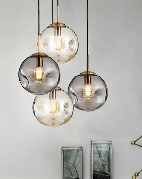 Hailie Mid Century Antique , Metal/Glass Pendant Light