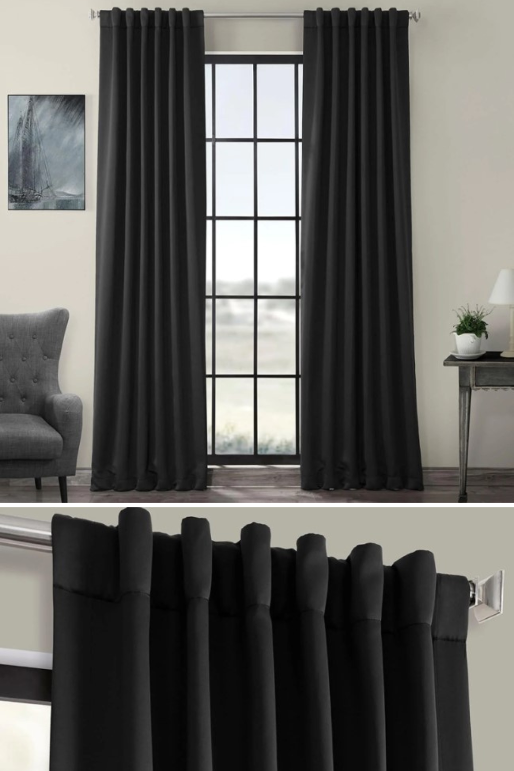 Jet Black Room Darkening Curtain