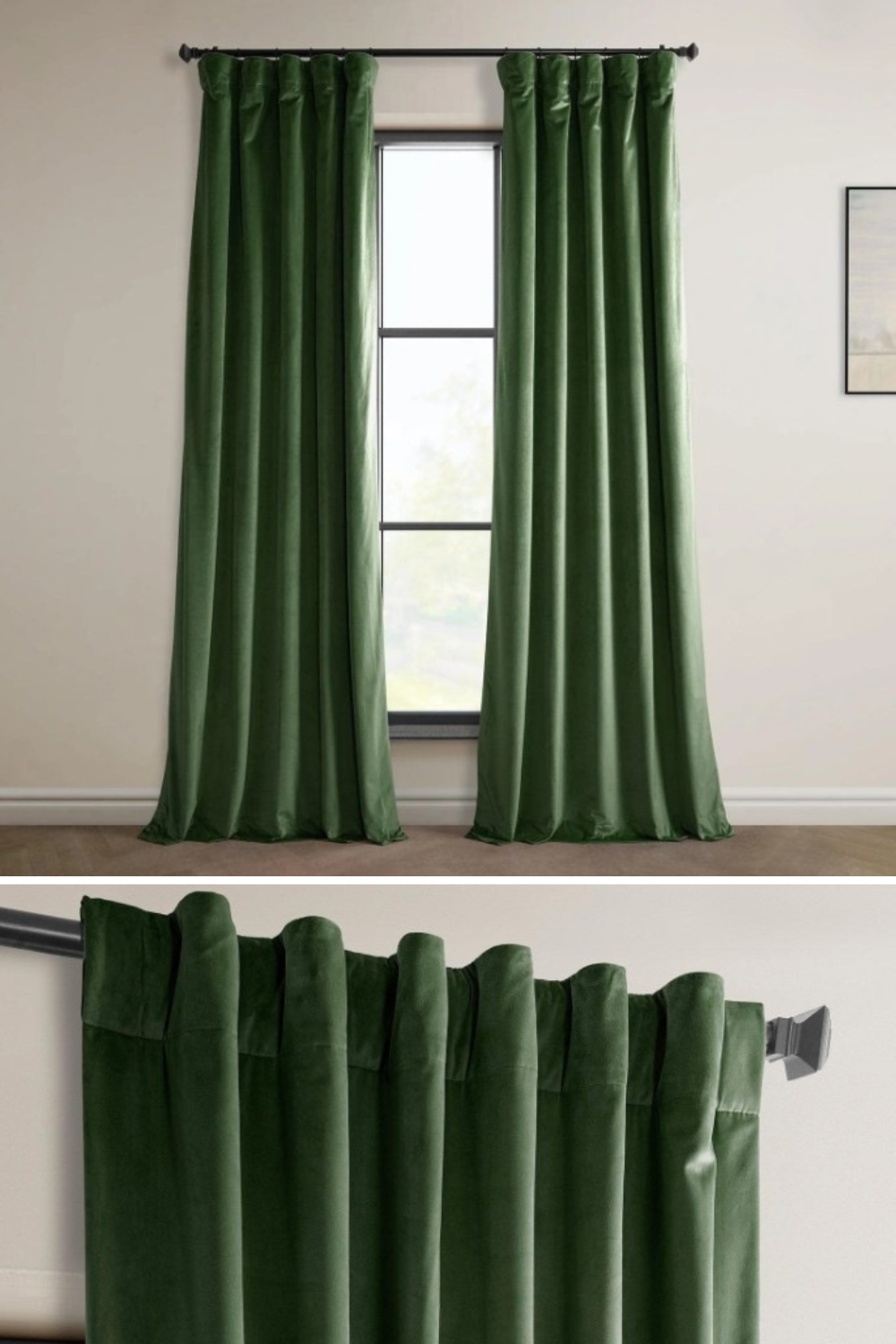 Eden Green Heritage Plush Velvet Curtain