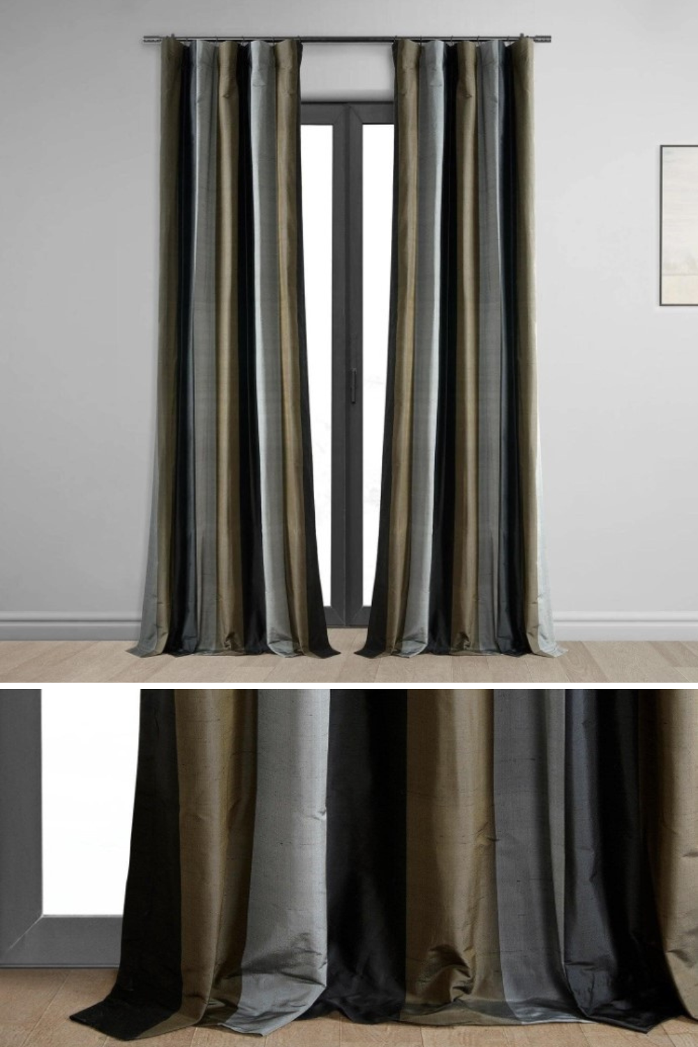 Manna Multi Striped Silk Curtain