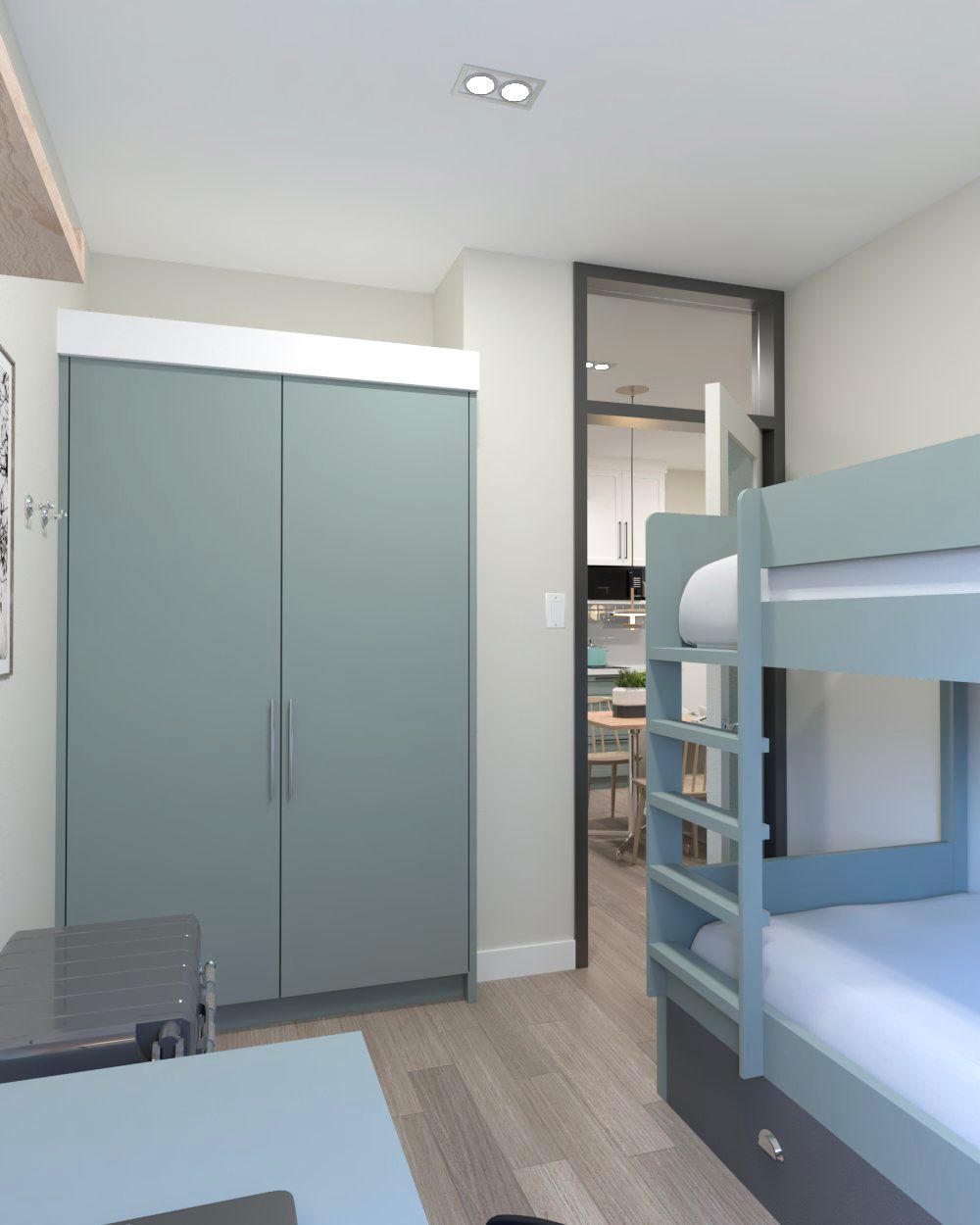 Interior rendering of futura east 2 Bedroom Unit- Bunk Bedroom