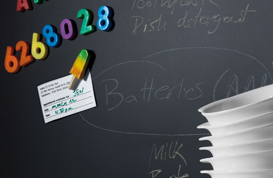 Black magnetic chalkboard by Formica