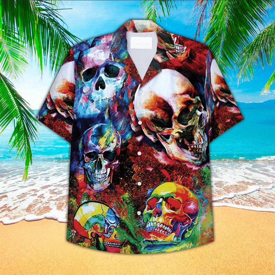 Raven And Skull Halloween 3D Hawaiian Shirt Summer Beach Gift For Men And  Women - Freedomdesign