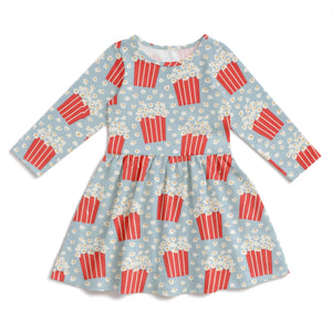 Calgary Dress | Popcorn Sky Blue - Marigold Modern Kids