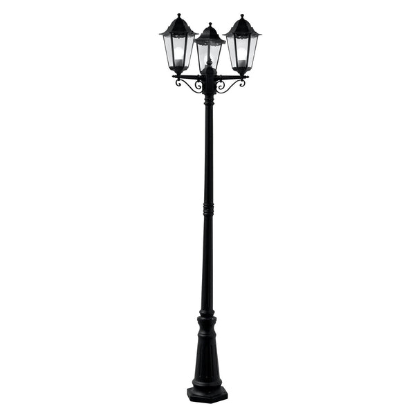 Searchlight Alex 220cm 3Lt Outdoor Post - Silk Black Metal & Glass, IP44 Part Number 82540BK