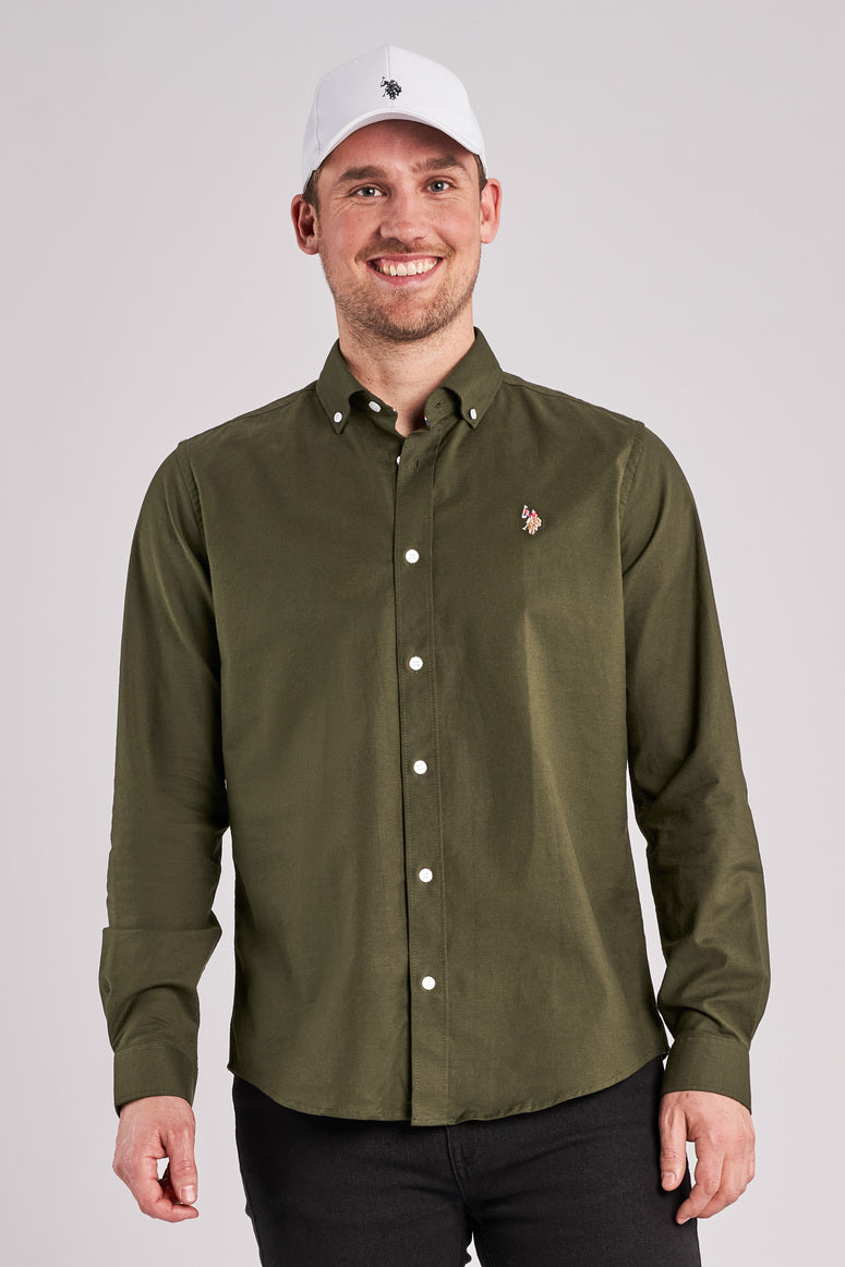 Billede af Army Grøn - Calvert Flex Skjorte - Reg. Fit - Herre - L - U.S. Polo Assn hos U.S. Polo Assn.