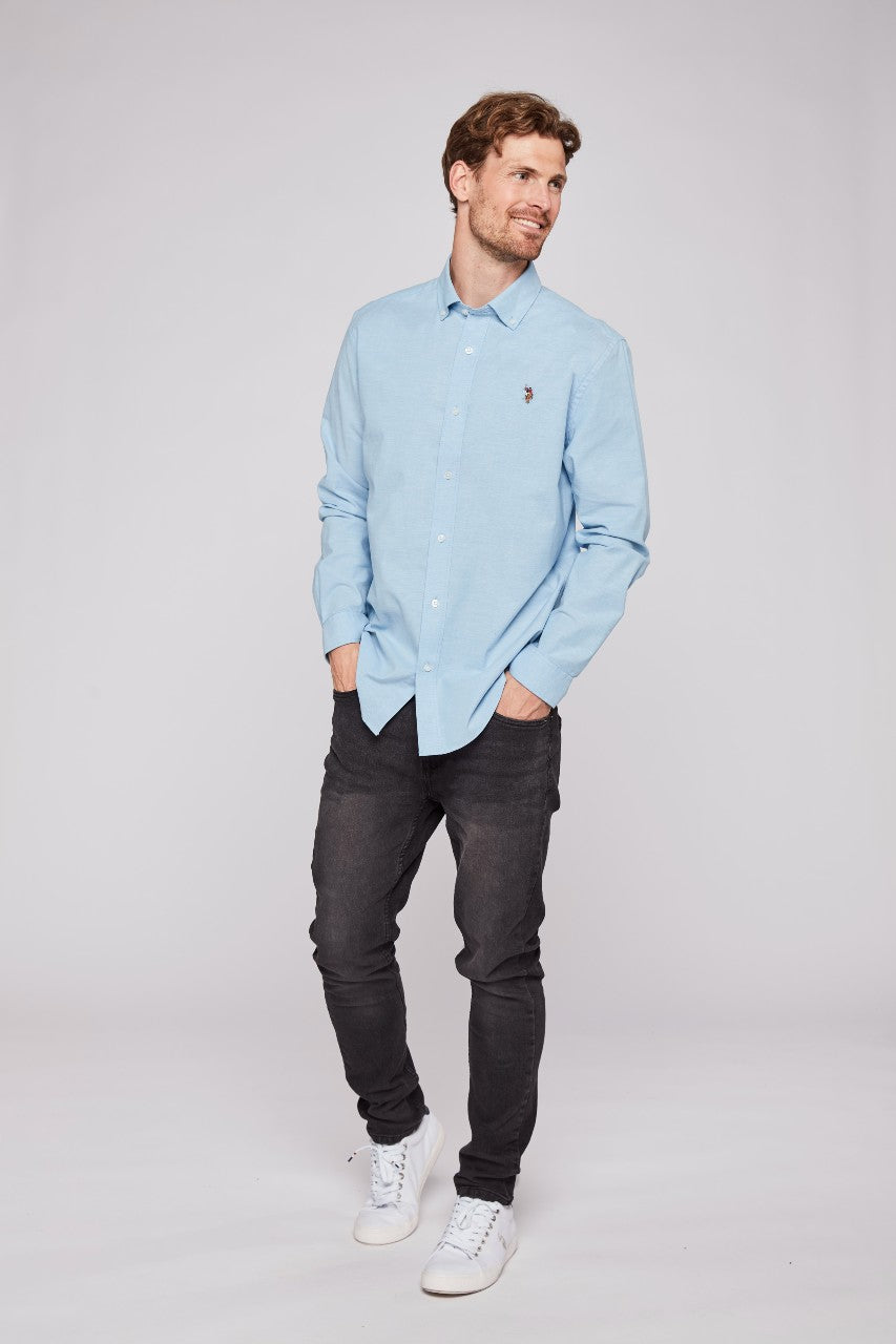 Lyseblå - Erlin Oxford Skjorte - Slim Fit - Male - S - U.S. Polo Assn
