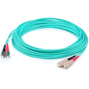 AddOn 25m SC (Male) to ST (Male) Aqua OM4 Duplex Fiber OFNR (Riser-Rated) Patch Cable - 100% compatible and guaranteed to work in OM4 and OM3 applications
