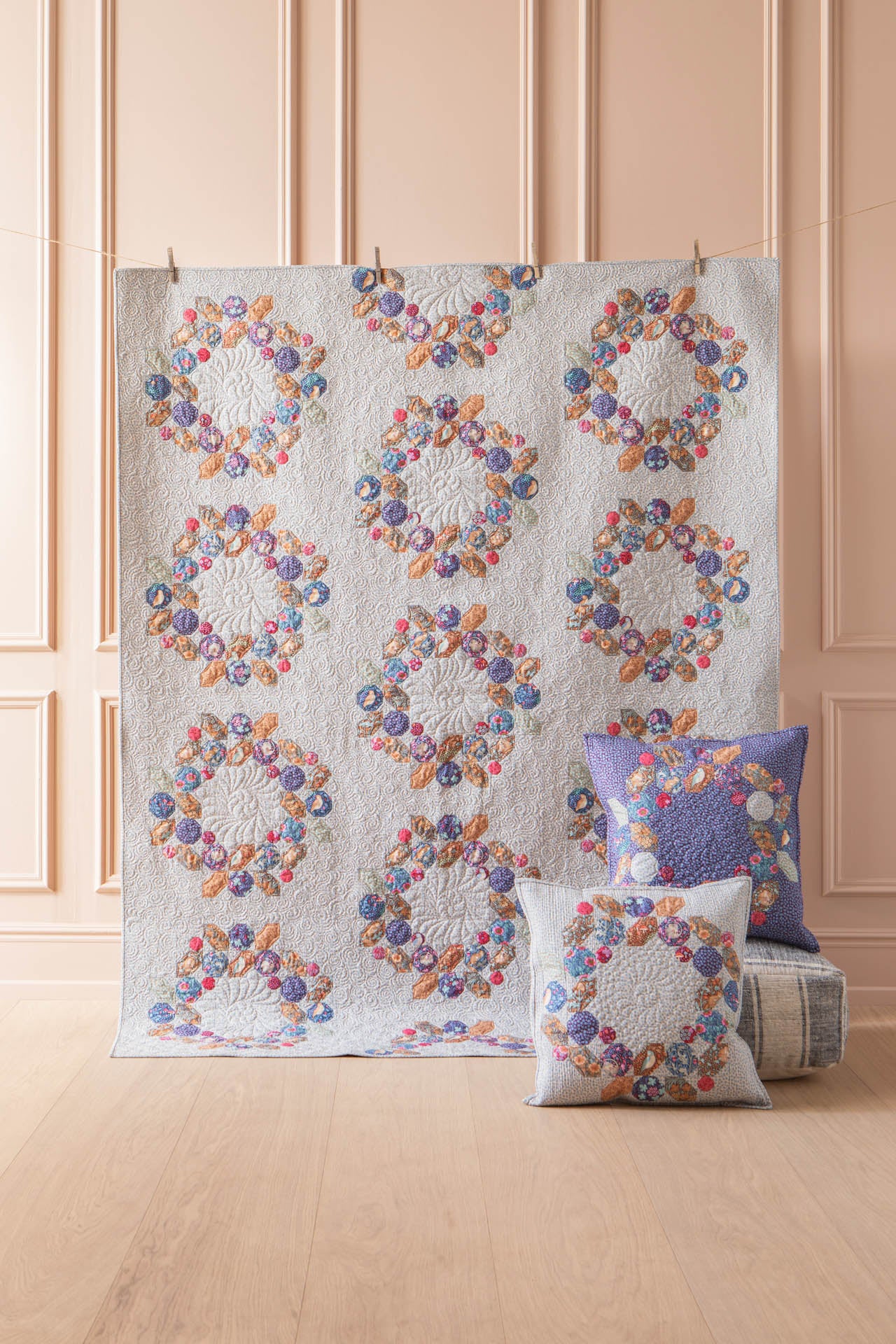Tilda Hibernation Berry Wreath Quilt Kit in Blue and Hazel 63in x 83in