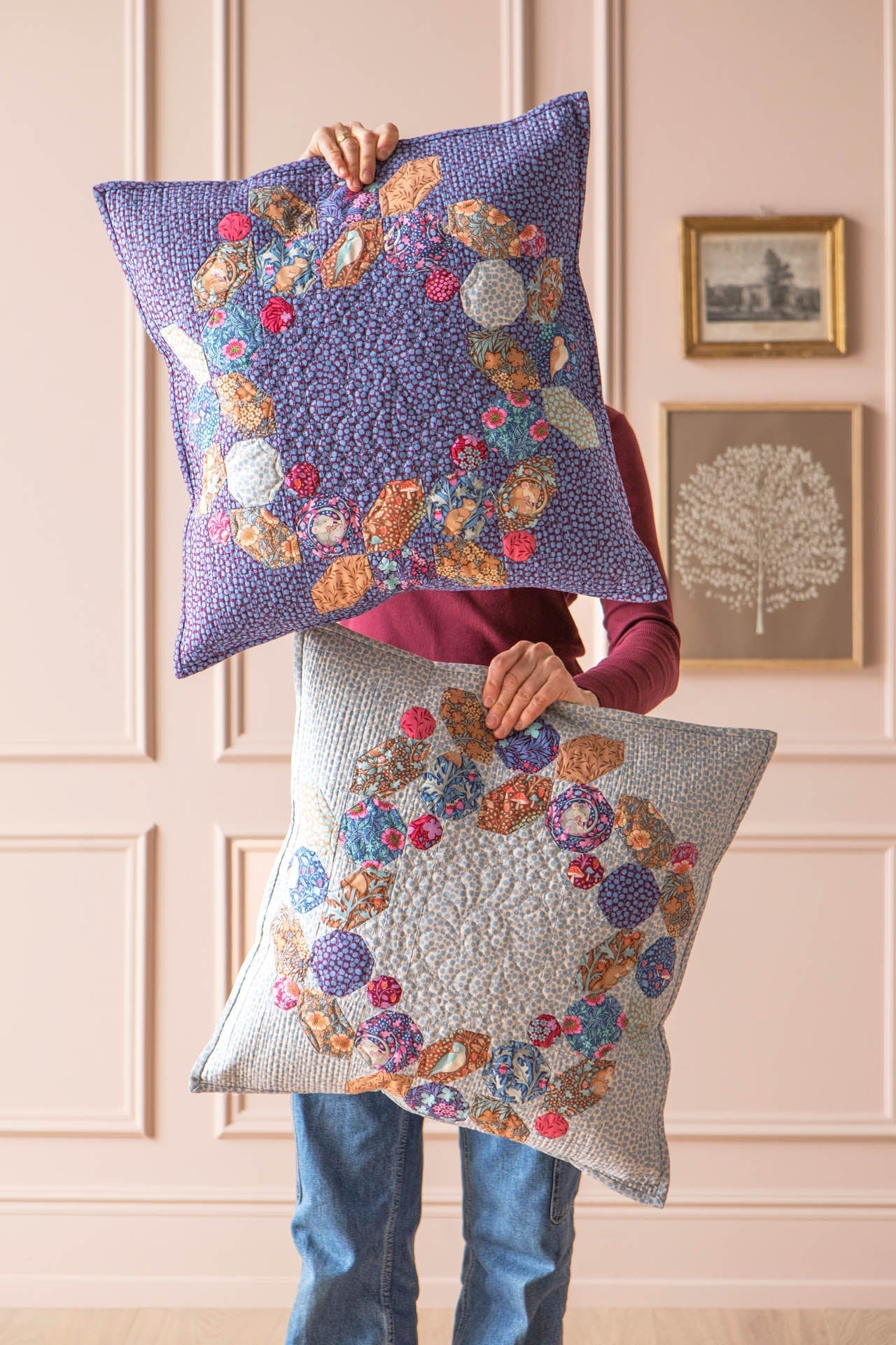 Tilda Hibernation Berry Wreath Pillow Kit in Light Blue 20in Square