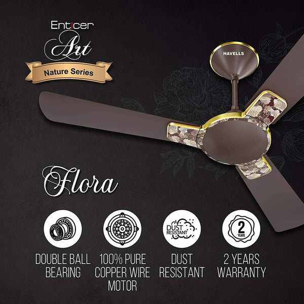 Havells ENTICER ART - ES Flora  Nature Series 48 Inch Ceiling Fan (Espresso Brown) H-289-Havelles ceiling price in Bangladesh