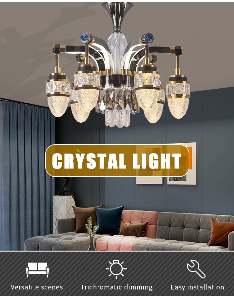 Qulik Chandelier Luxury Decorative Crystal Pendant 12 LED Lamp Ceiling Lights (QL-3379-8-4)