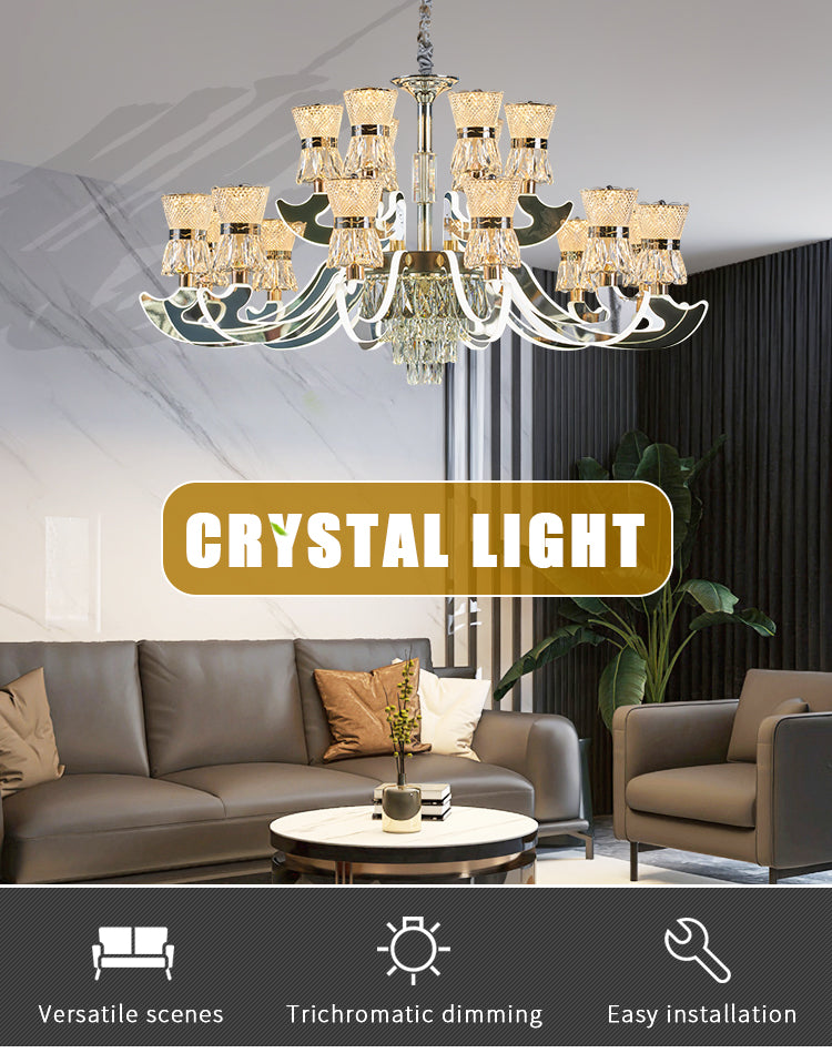 Qulik Chandelier Luxury Decorative Crystal Pendant 8 LED Lamp Ceiling Lights (QL-3325-8)