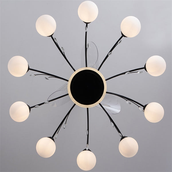 Qulik M20 48" Mordern Chandelier Retractable Invisible Blade Silent 3 Color Change LED Remote Ceiling Fan (Black) Q-6294