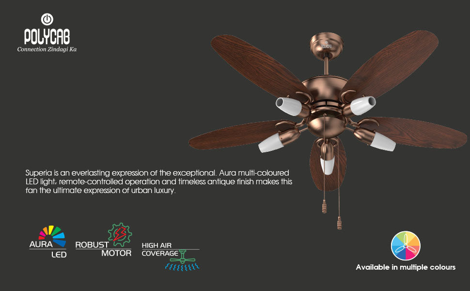 Polycab Superia SP02 48"  Designer Underlight Ceiling Fan (Antique Copper Rosewood)  PC-101