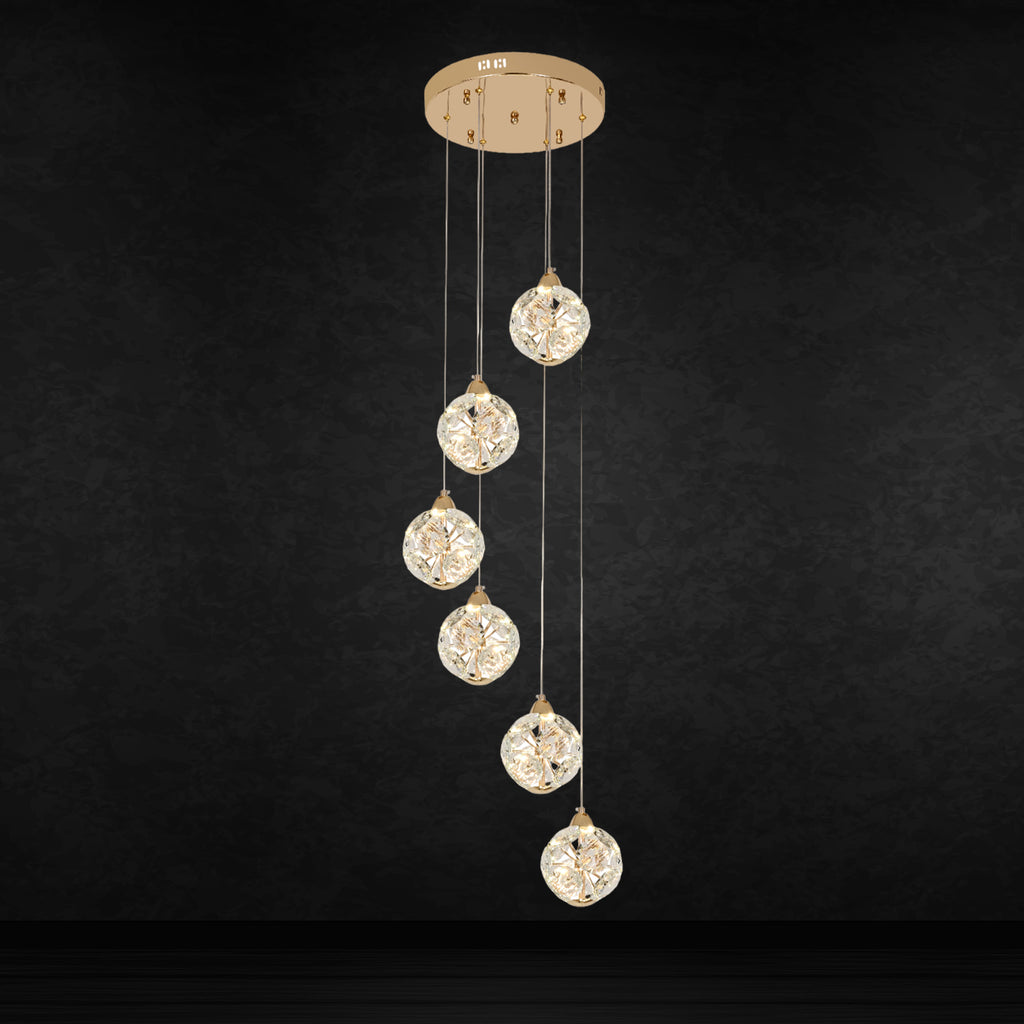 Qulik Modern Crystal Hanging Chandelier 6 Circle-shaped LED Ceiling Light (QL-3317-6)