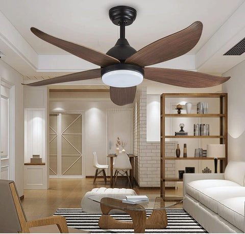 Qulik 52" Modern Decorative Silent ABS Blade under light Remote Ceiling Fan (Wooden Grain) Q-6527-LW