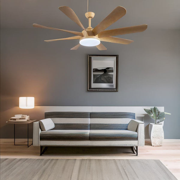 Qulik 60 Modern Decorative Silent ABS Blade Underlight with Remote Ceiling Fan (Light Wood) Q-6522-LW