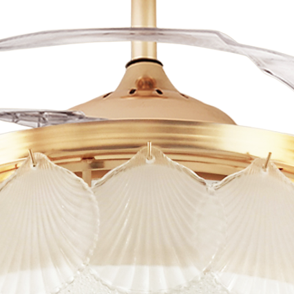 EAYSG 36'' Modern Ceiling Fans with Lights, Remote Control LED 3 Colors 3  Speeds Retractable Invisible Blades - Crystal Chandelier(Golden) 