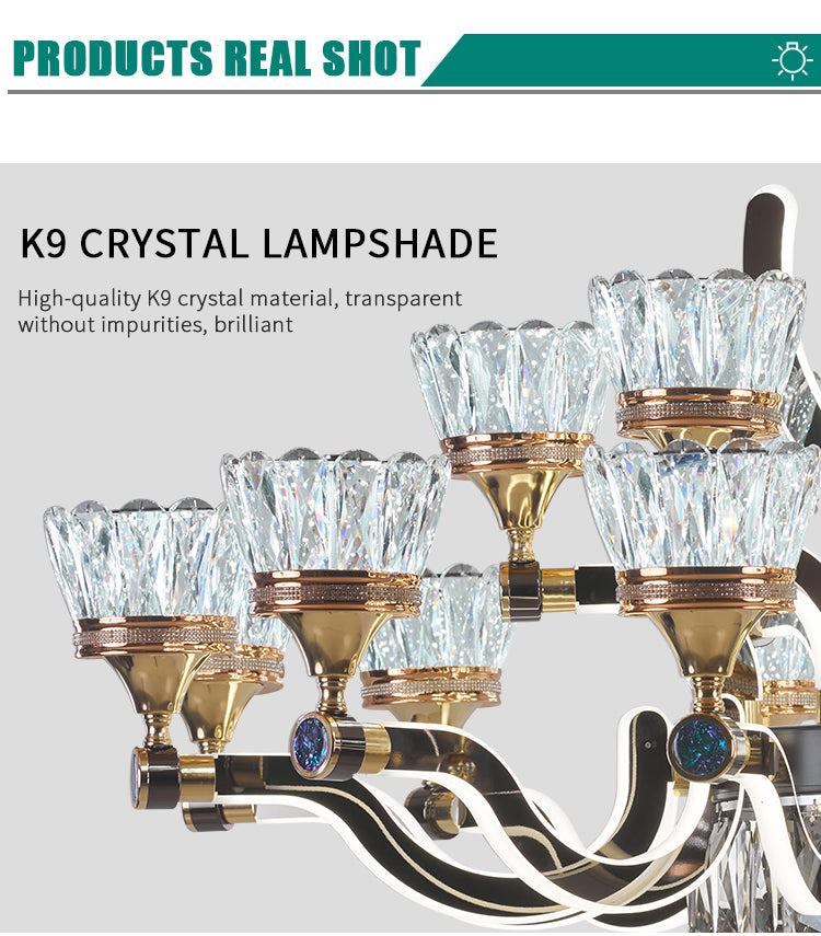 Qulik Chandelier Luxury classic decorative Crystal Pendant 8 LED Lamp Ceiling Lights (QL-3380-8)