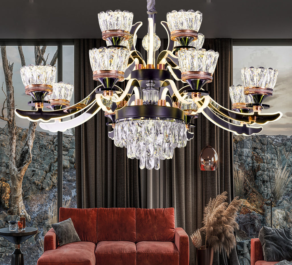 Qulik Decorative Luxury Crystal LED Chandelier Ceiling 12 Lamp Lights (QL-8852-8-4)