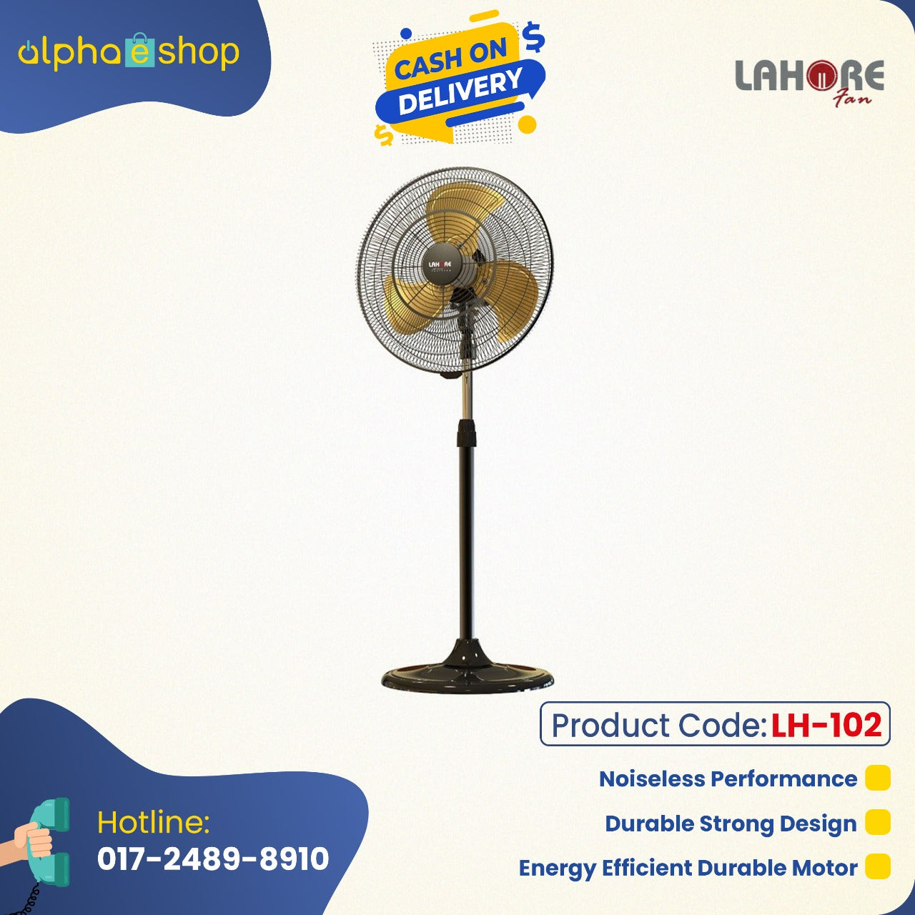 Lahore 20'' Pedestal Fan (Black Gold) LH-102