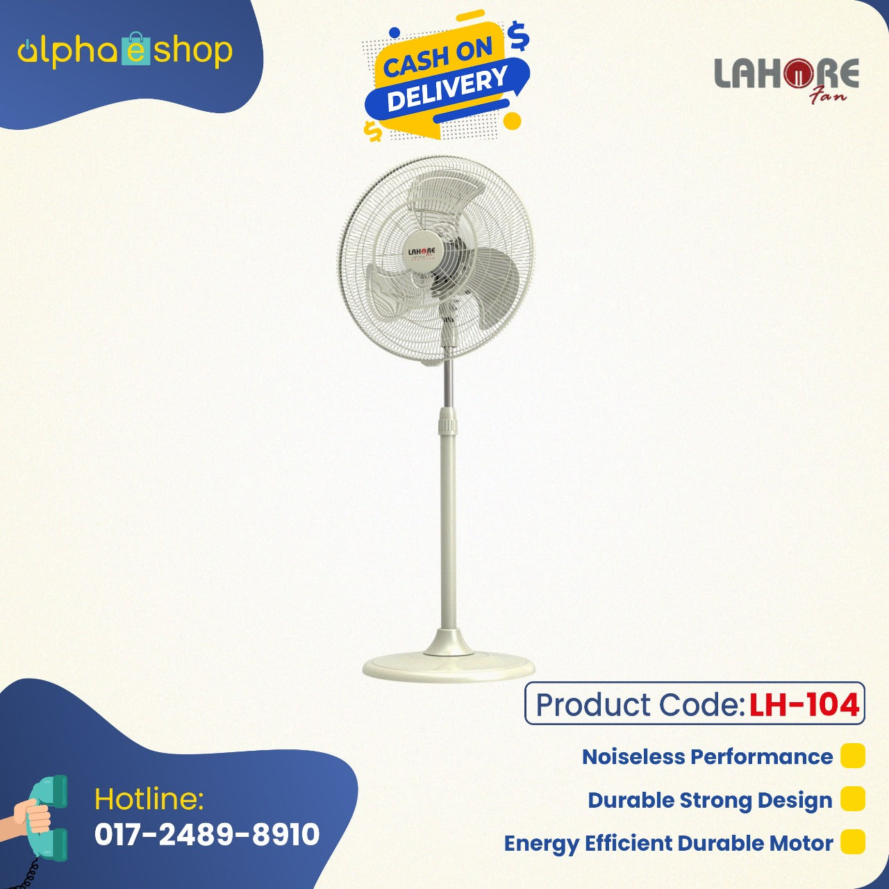 Lahore 18'' Pedestal Fan (Off White) LH-104