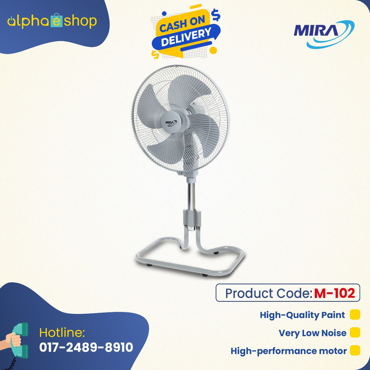 Mira Gold 18" Stand Fan (Gray) M-101