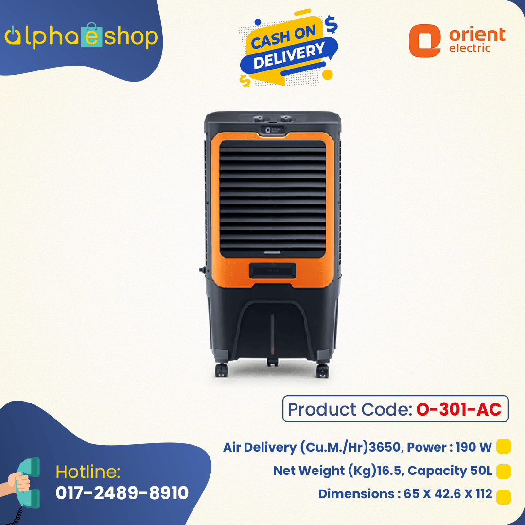 " Orient Electric CD5003H Desert Air Cooler - 50 Litre, Grey and Orange"