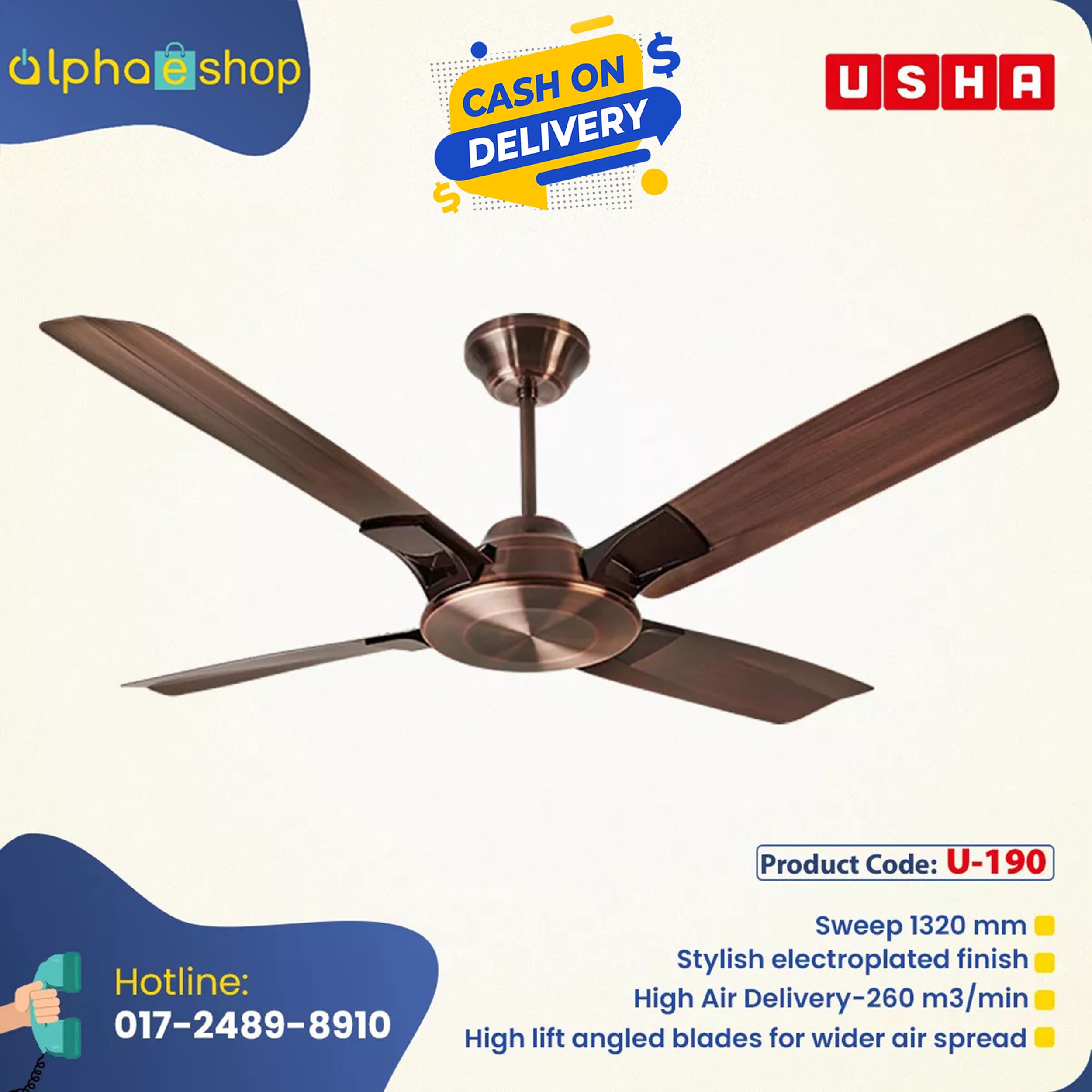 Usha Aldora 53'' (Antique Copper) U-190