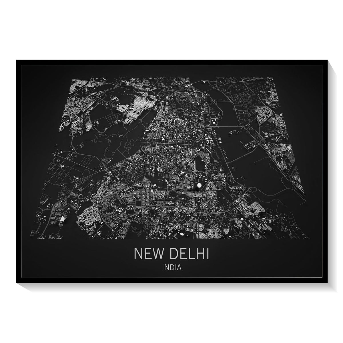 Cartina New Delhi India vista satellitare sezione: Buy Premium Framed ...