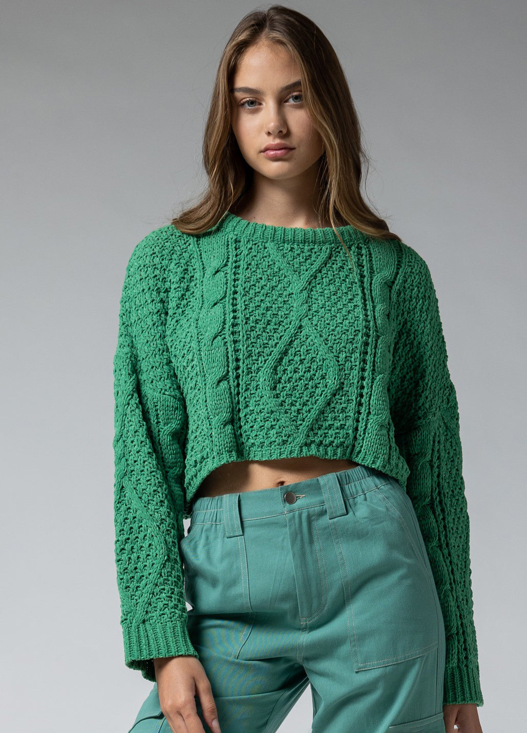 Paper Moon | Cable Knit Green Sweater | Tailored by Ashley Mills