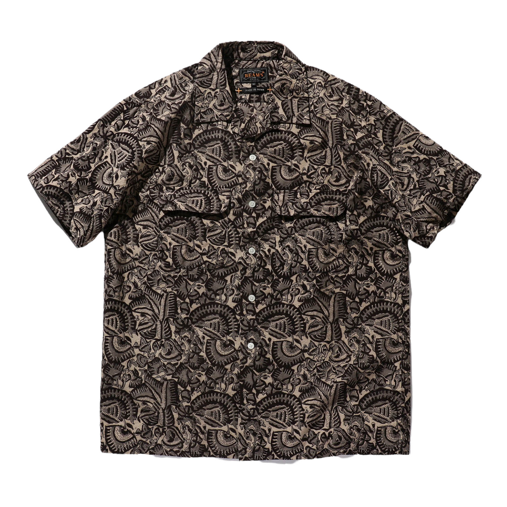 Beams Plus Open Collar Short Sleeve Block Print Shirt – 2nd