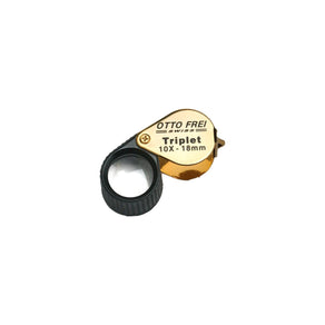 Otto Frei Chrome 10X Triplet Loupe with 18 mm Diameter Lens, Rubber Grip &  Case