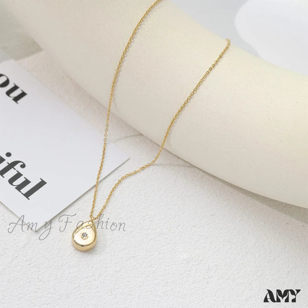 ZIircon Inlaid Temperament 14K Gold Clavicle Necklace