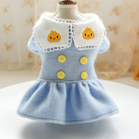 Pet Clothes Warm Yellow Chicken Princess Dress