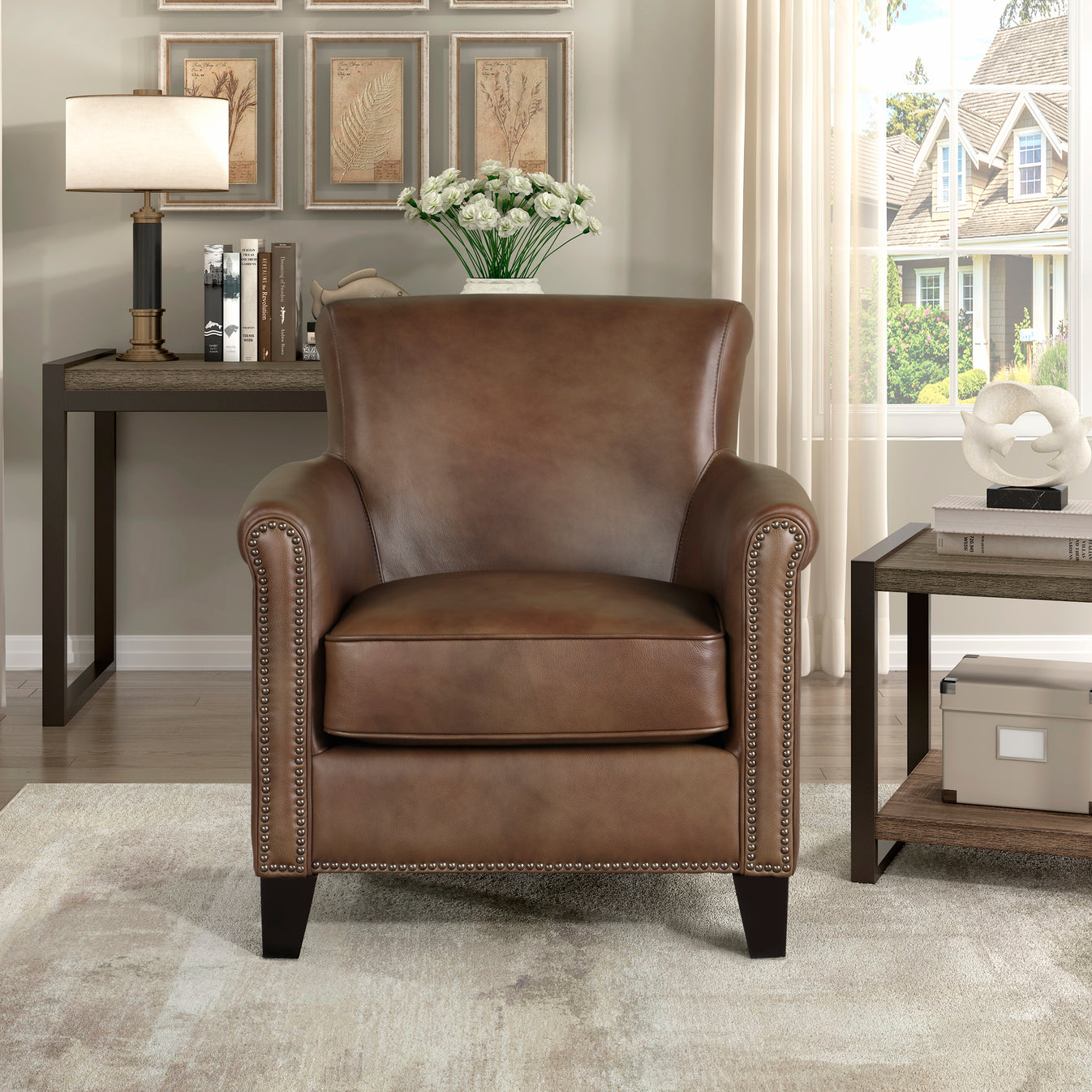 Braintree Top Grain Leather Accent Chair BROWN %100 LEATHER – Direct ...