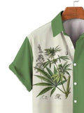 Green Leaf Printed Cotton-Blend Basic Shirts & Tops
