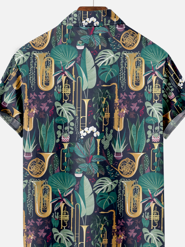 Retro music Hawaiian short sleeve shirt