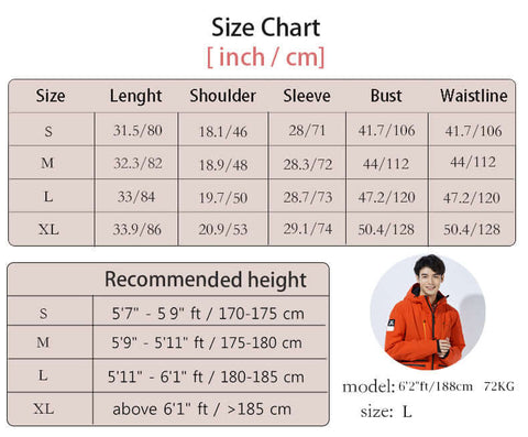 Capelin Crew Lean Style jacket size chart