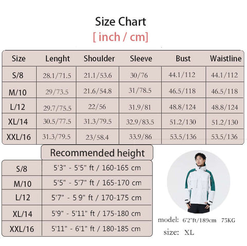 Capelin Crew J-13 style size chart