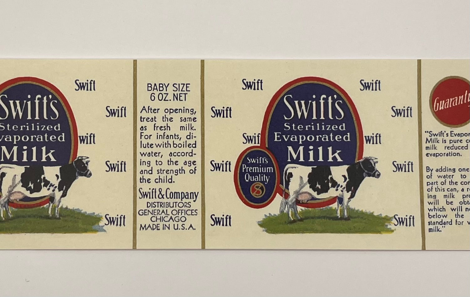 Swifts Brand Evaporated Milk Label