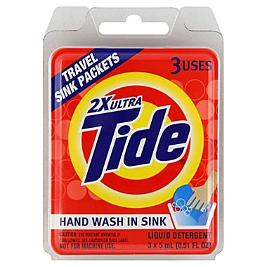 Tide travel detergent pack