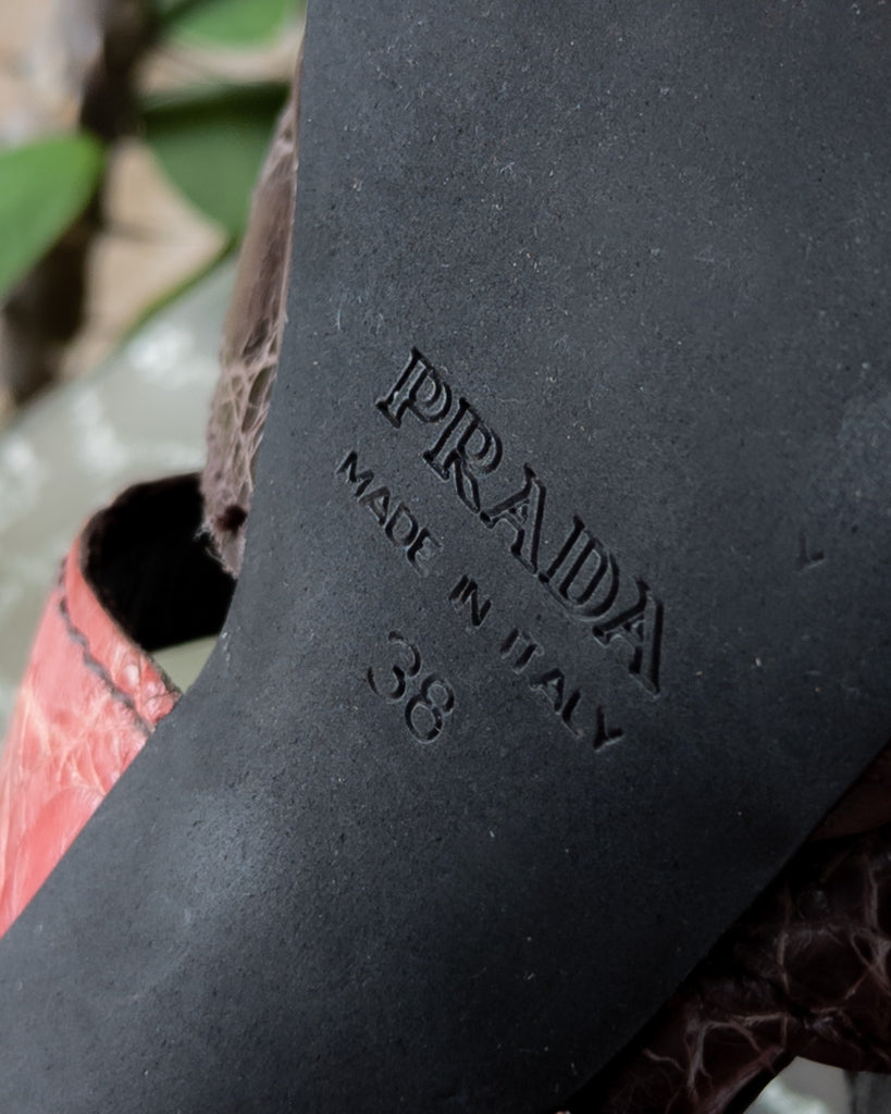 90s Prada Crocodile Embossed Platform Sandals – Neurotica Vintage