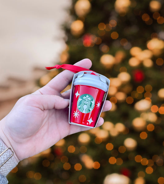 Starbucks 2022 Mini Christmas Studded Tumbler Ornament Key Chain