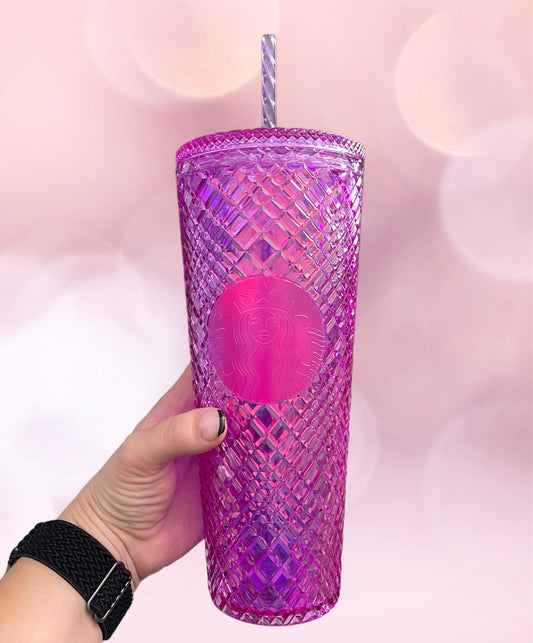 Purple Pink Red Grid Starbucks Tumbler – ShoppeAmberLLC