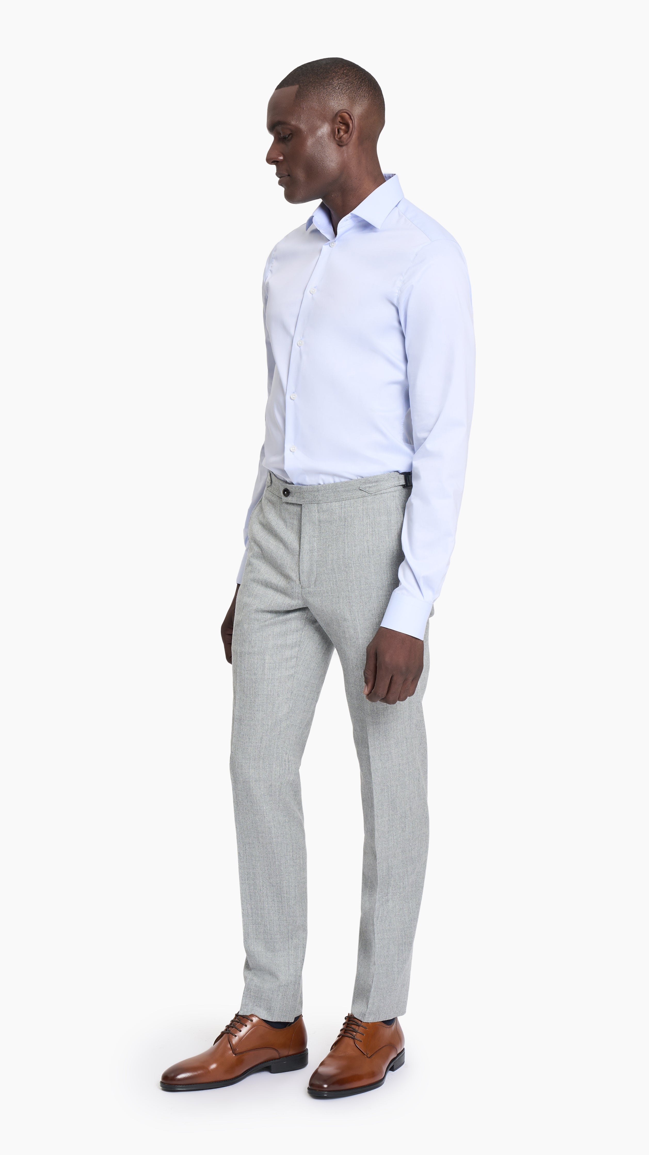 WIDE-LEG FLANNEL TROUSERS WITH DOUBLE WAISTBAND - Grey marl | ZARA India