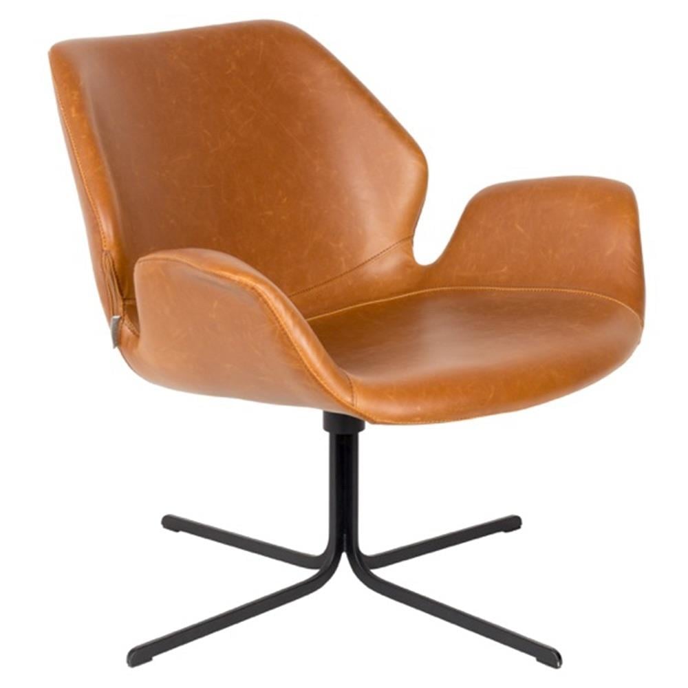 Zuiver Nikki Lounge Fauteuil - Vintage Bruin Kunstleer